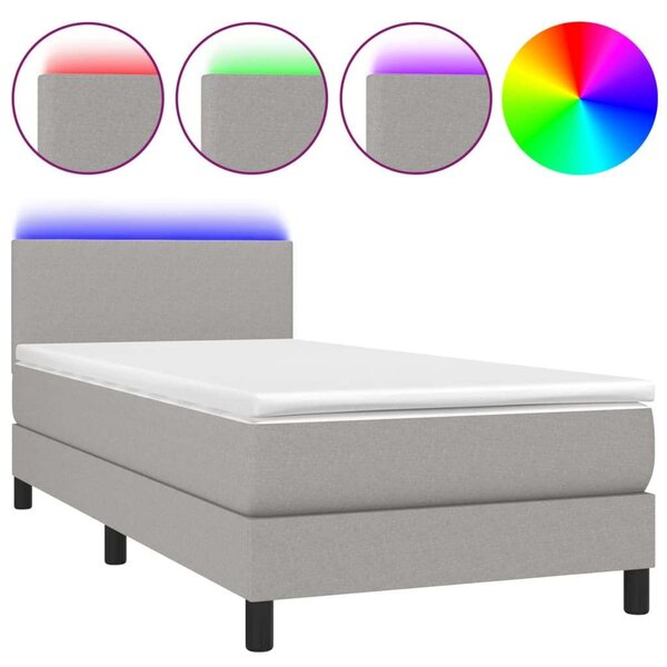 LED-es Ágy - Rugós - Szövet - 100x200 cm