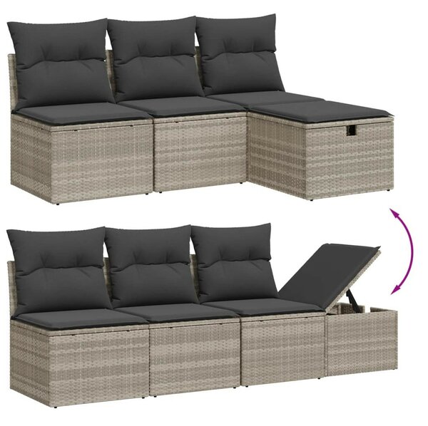 VidaXL Polyrattan Kerti Ülőgarnitúra - 7 részes, Világosszürke