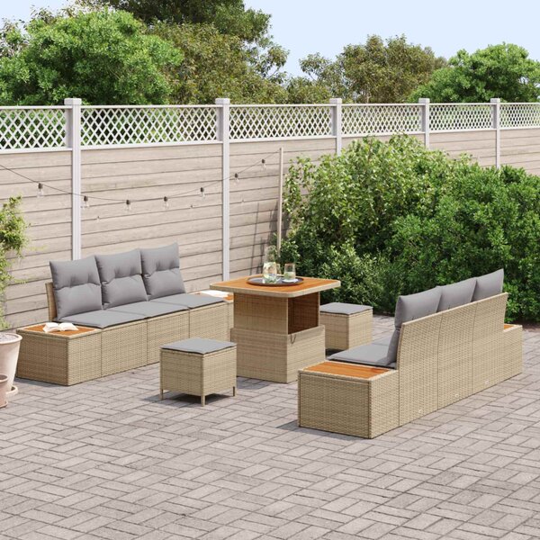 Kerti Kanapé Szett párnával 9 pcs Beige és Világosszürke