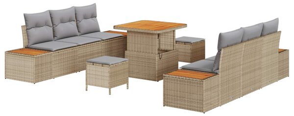 Kerti Kanapé Szett párnával 9 pcs Beige és Világosszürke