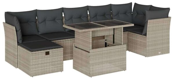 VidaXL Polyrattan Kerti Ülőgarnitúra - 8 részes - Világosszürke