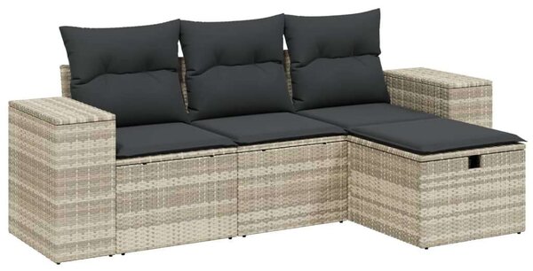 VidaXL Polyrattan Kerti Ülőgarnitúra - 4 részes, Világosszürke