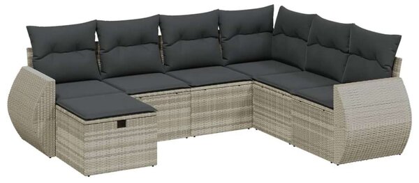 VidaXL Polyrattan Kerti Ülőgarnitúra - 7 részes, Világosszürke