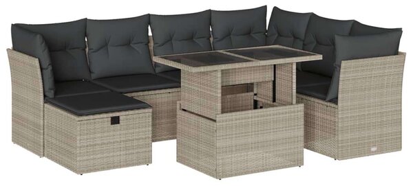 VidaXL Polyrattan Kerti Ülőgarnitúra - 8 részes - Világos Szürke