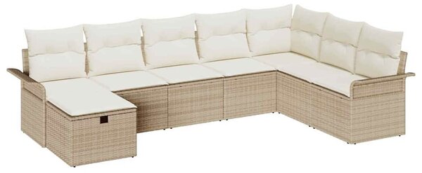 Kerti Kanapé Szett 8 db Beige és krém polirattan