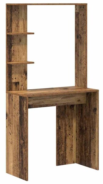 Tárolóval rendelkező íróasztal polcokkal ajtóval 2 pcs Öreg fa
