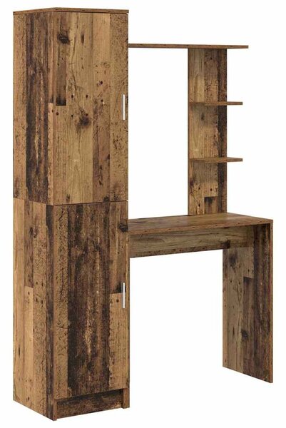 Tárolóval rendelkező íróasztal polcokkal ajtóval 2 pcs Öreg fa