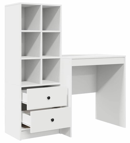 Asztal fiókkal polcokkal tárolóval 2 pcs Fehér