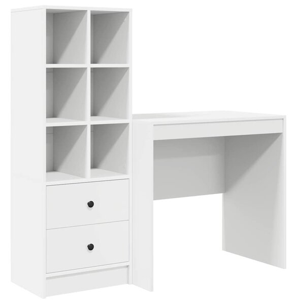 Asztal fiókkal polcokkal tárolóval 2 pcs Fehér