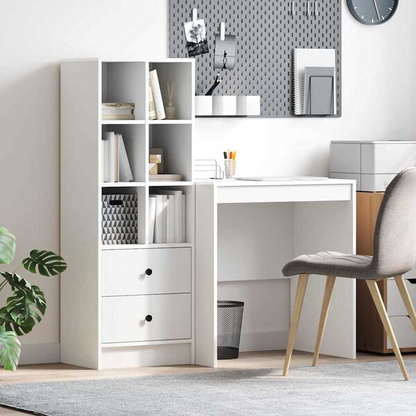 Asztal fiókkal polcokkal tárolóval 2 pcs Fehér