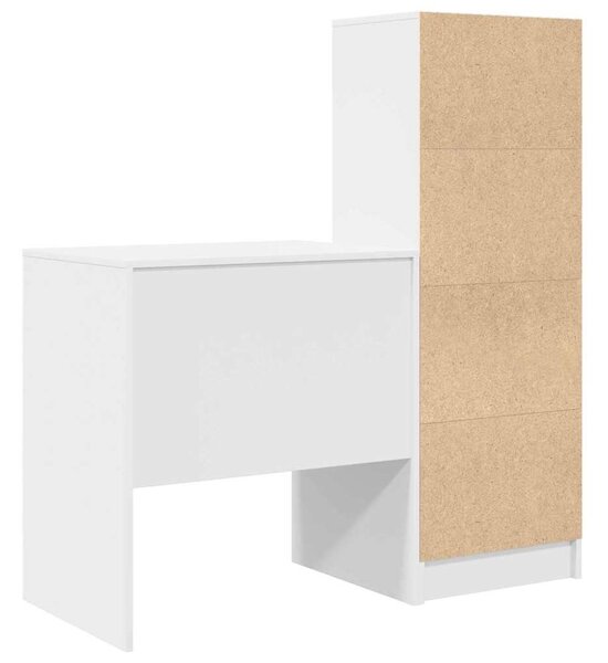 Asztal fiókkal polcokkal tárolóval 2 pcs Fehér