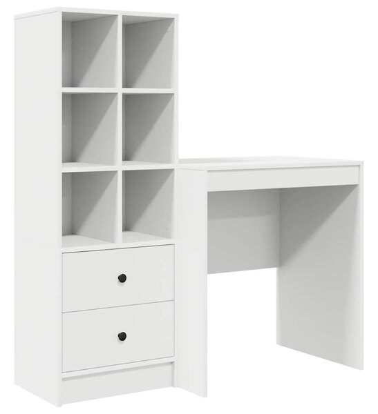 Asztal fiókkal polcokkal tárolóval 2 pcs Fehér