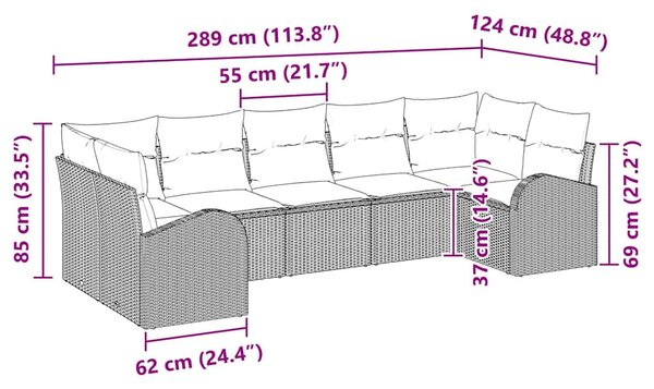 Kanapé Szett 7 pcs Bézs polirattan