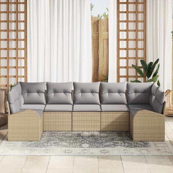 Kanapé Szett 7 pcs Bézs polirattan