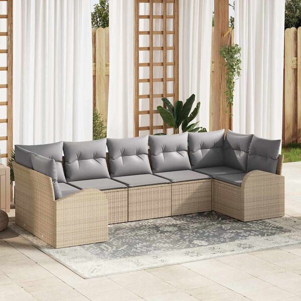 Kanapé Szett 7 pcs Bézs polirattan