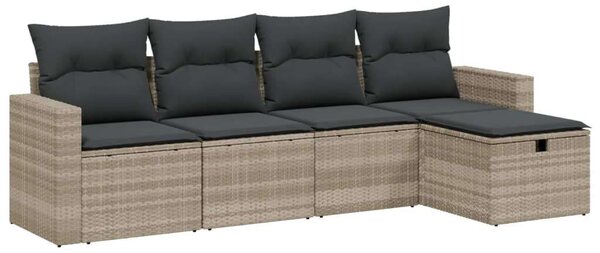 VidaXL Polyrattan Kerti Ülőgarnitúra - 5 részes - Világosszürke