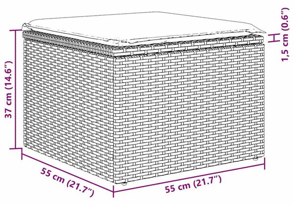 Kerti Kanapé Szett párnával 6 pcs Világosszürke Poli rattan