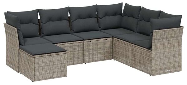 VidaXL Polyrattan Kerti Ülőgarnitúra - 7 részes - Világosszürke