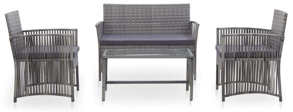 Polyrattan Kerti Bútor Szett - 4 részes - Antracit Szürke