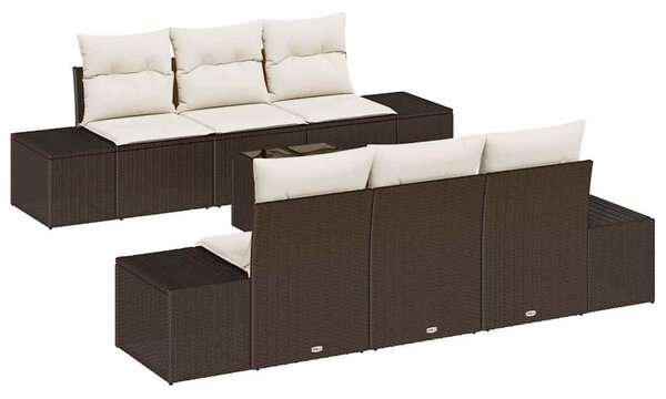 Kerti Kanapé Szett párnával 7 pcs Barna polirattan