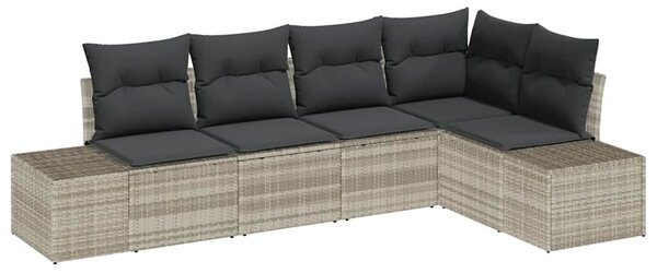 Kerti Kanapé Szett 5 pcs Világosszürke polirattan