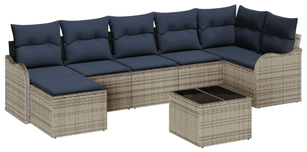 VidaXL Kerti Kanapé Szett párnával 8 pcs Szürke Poli rattan