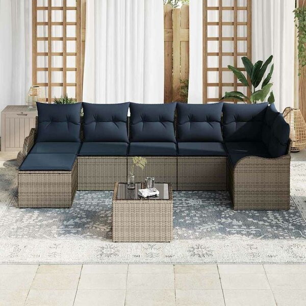 VidaXL Kerti Kanapé Szett párnával 8 pcs Szürke Poli rattan