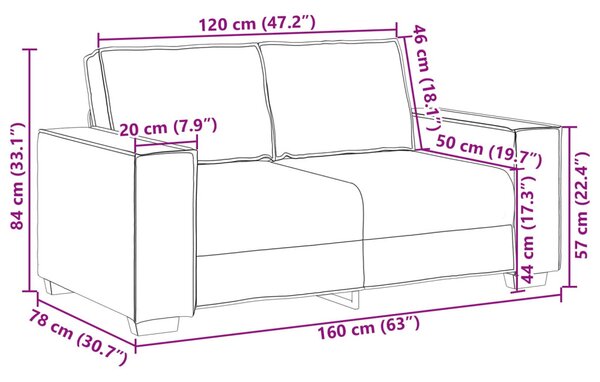 Kétszemélyes kanapé Szürke 160 cm Műbőr