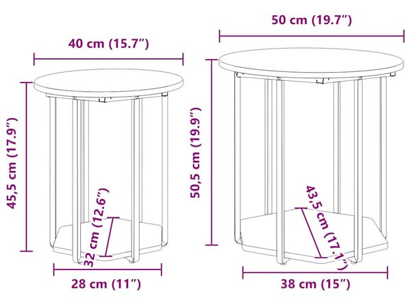 Kisasztal készlet polcokkal 2 pcs Barna