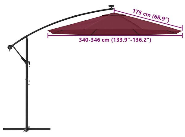 Bordóvörös konzolos napernyőponyva 350 cm
