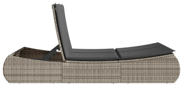 VidaXL Dupla Napozóágy - Polyrattan - Szürke - 200cm