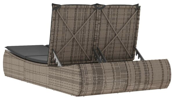 VidaXL Dupla Napozóágy - Polyrattan - Szürke - 200cm
