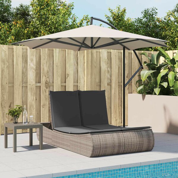 VidaXL Dupla Napozóágy - Polyrattan - Szürke - 200cm