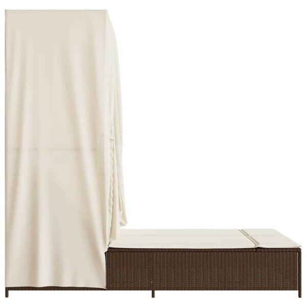 VidaXL Dupla Napozóágy - Polyrattan - Barna - 197x100 cm