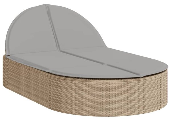 VidaXL Dupla Napozóágy - Polyrattan - Bézs - 200cm