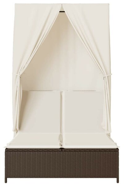 VidaXL Dupla Napozóágy - Polyrattan - Barna - 197x100 cm