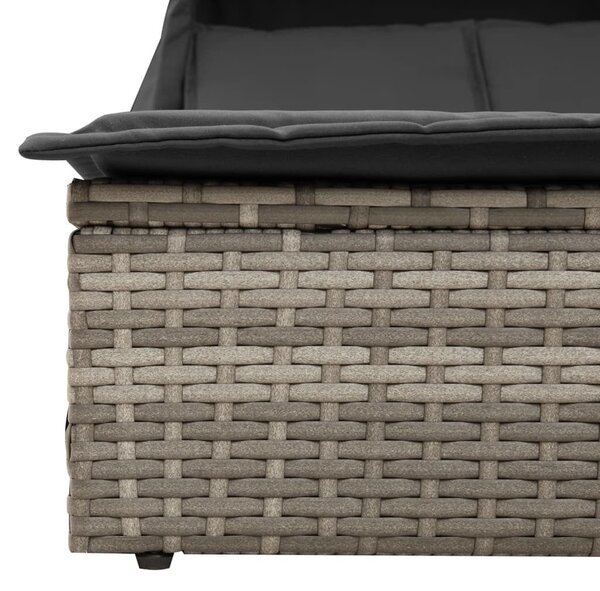 VidaXL Dupla Napozóágy - Polyrattan - Szürke - 200x100cm