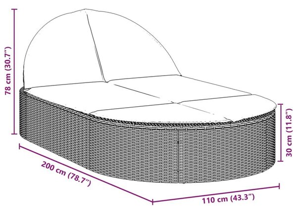 VidaXL Dupla Napozóágy - Polyrattan - Bézs - 200cm