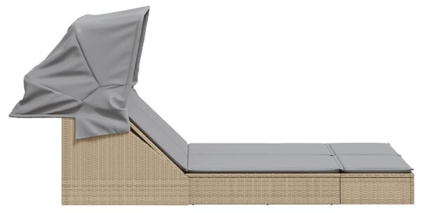 VidaXL Dupla Napozóágy - Polyrattan - Bézs - 200x100cm
