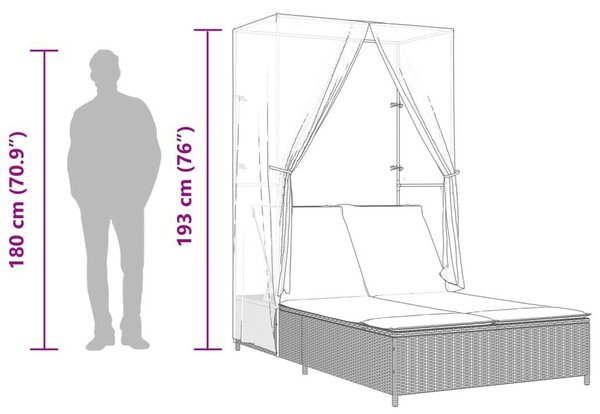 VidaXL Dupla Napozóágy - Polyrattan - Barna - 197x100 cm