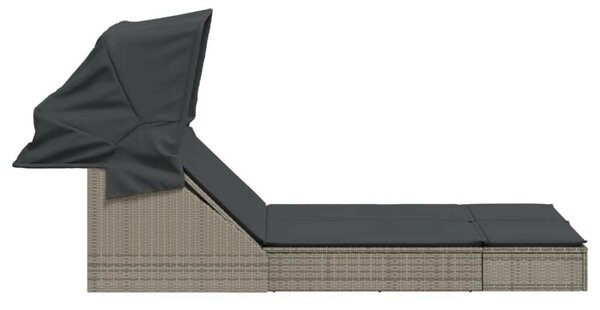 VidaXL Dupla Napozóágy - Polyrattan - Szürke - 200x100cm