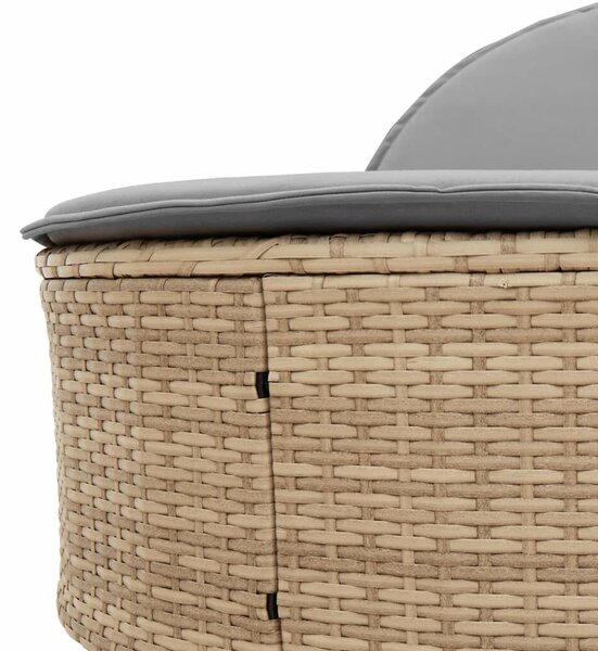 VidaXL Dupla Napozóágy - Polyrattan - Bézs - 200cm