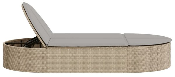 VidaXL Dupla Napozóágy - Polyrattan - Bézs - 200cm