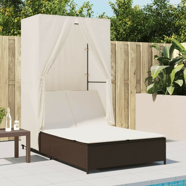 VidaXL Dupla Napozóágy - Polyrattan - Barna - 197x100 cm