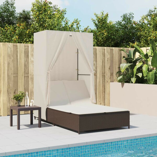 VidaXL Dupla Napozóágy - Polyrattan - Barna - 197x100 cm