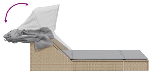 VidaXL Dupla Napozóágy - Polyrattan - Bézs - 200x100cm