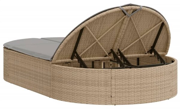VidaXL Dupla Napozóágy - Polyrattan - Bézs - 200cm