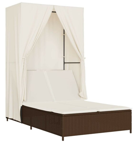 VidaXL Dupla Napozóágy - Polyrattan - Barna - 197x100 cm