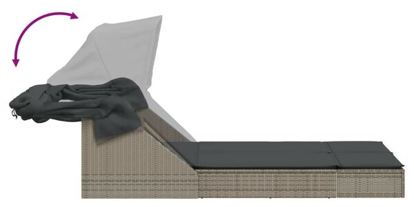 VidaXL Dupla Napozóágy - Polyrattan - Szürke - 200x100cm
