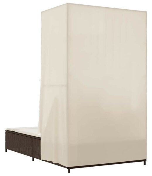 VidaXL Dupla Napozóágy - Polyrattan - Barna - 197x100 cm